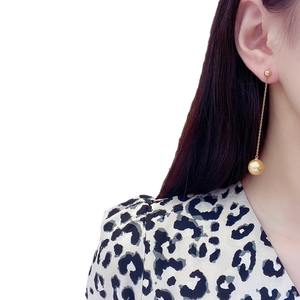 Pendientes de Oro de 18K con Cuentas Dobles de Agua Dulce, Elegantes Pendientes de Doble Uso con Cuentas Blancas, Casi Perfectos, Accesorio de Moda - Product Image 5