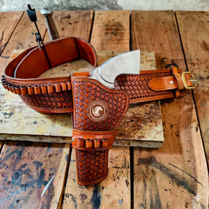 Ceinture utilitaire en cuir de style cowboy, porte-cartouches western, sangle réglable, ensemble d'équipement de transport pour l'équitation - Product Image 1