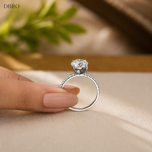 Anillo de Compromiso de Plata de Ley 925 con Diamante Redondo Brillante, Anillo de Moissanita VVS1, Regalo de Cumpleaños - Product Image 3