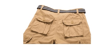Pantalon baggy multi-poches décontracté d'été pour hommes, culotte ample à la mode, motif solide, anti-rides, écologique, grande taille - Product Image 6