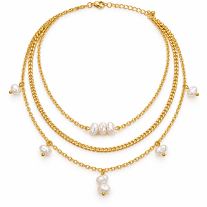 Collier ras-de-cou en argent sterling plaqué or rose avec chaîne maille forçat, perles d'eau douce, bijoux minimalistes faits à la main pour femme, idéal pour mariage - Product Image 2