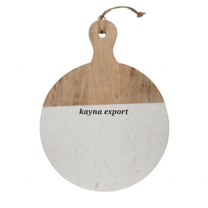 Planche à découper en marbre et bois, design moderne et écologique, avec poignée en bois, pour comptoir de cuisine et utilisation sur table. - Product Image 3