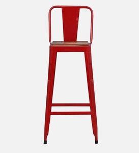 Raglan PU Leather <b>Adjustable</b> <b>Bar</b> <b>Stool</b> Red Color Modern Industrial Counter Height Kitchen Furniture Powder Coated Steel - Product Image 2