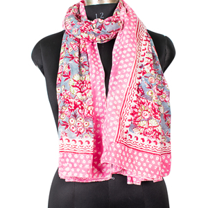 Artisan Crafted Cotton Sarong Pareo Multicolor Floral Print Long Scarf Shawl Wholesale Summer Dress <b>Wrap</b> Scarf - Product Image 6