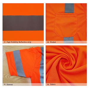 เสื้อยืดนิรภัยแบบสวมหัว ผ้าตาข่ายโพลีเอสเตอร์ สีส้ม ไซส์ S/M สำหรับทุกเพศ - Product Image 5