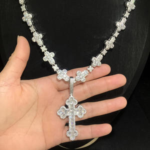 Stock Men's Fine Jewelry Set Iced Out Bling Rectangle Cubic Zirconia Hip Hop <b>Cross</b> Pendant Necklace Fashionable <b>Cross</b> <b>Chain</b> - Product Image 5