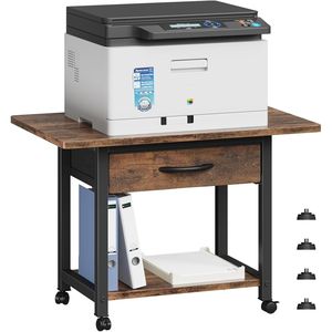 Soporte de Impresora de 2 Niveles para Oficina en Casa, Color Marrón, con Cajón de Almacenamiento, Mesa Grande para Escritorio, Compatible con Fax, Impresora 3D, Escáner y Laptop - Product Image 1