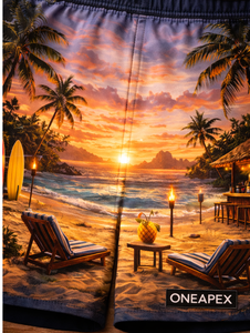 Shorts de baño Tropical Beach Bar para hombre – Shorts de secado rápido con estampado Sunset Surf - Product Image 4