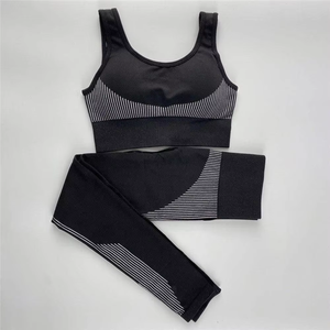 Conjunto de Yoga de 2 Piezas para Mujer, Leggings de Cintura Alta, Sujetador Deportivo, Elástico en 4 Direcciones, Estampado Geométrico, Ropa Deportiva - Product Image 5