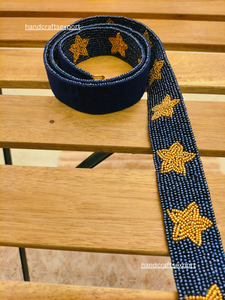 Beaded Star Pattern Luxury Strap <b>Navy</b> Blue Gold Stars Fashion Handbag <b>Accessory</b> Safety Portable High Quality - Product Image 2