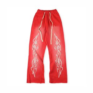 Pantalon de survêtement streetwear personnalisé, coupe ample, délavé à l'acide, évasé, coupe droite, jambe large, oversize, style baggy, jogger, épais - Product Image 3