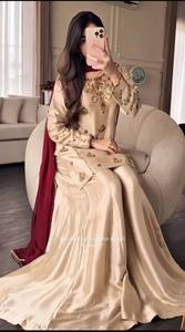Launching New Design Trending Solid Natural Crep with Embroidery Sequence Work <b>Top</b>-Bottom Ankle-Length Party Dupatta Set - Product Image 3