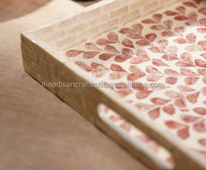 Plateau carré en nacre rose fabriqué à la main par ARTISAN CRAFT Produit d'artisanat naturel - Product Image 4