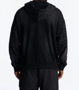 Latest Designs <b>Men</b> Rhinestones <b>Hoodies</b> Custom Logo/Color Breathable High Quality Zipper <b>Black</b> Color Rhinestones Asali <b>Hoodies</b> - Product Image 2