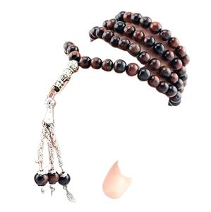 Chapelet de prière en pierre naturelle, forme ronde, 99 perles, tasbih musulman islamique, Allah masbaha - Product Image 1