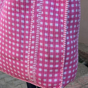 Oversized Large Quilted Weekend Tote <b>Bag</b> - Cotton Block Printed <b>Overnight</b> <b>Bag</b> Grocery Shopping Travel Handmade <b>Bags</b> For Women - Product Image 5