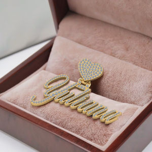 Collier personnalisé en argent 925 avec initiales, grand pendentif hip-hop glacé, fermoir cœur, diamant de laboratoire, bijou tendance, cadeau unisexe - Product Image 4