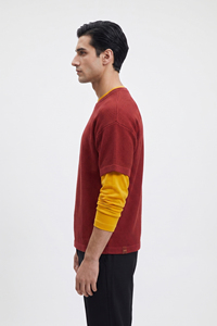 Men's Oversized Waffle Knit T-Shirt Long Sleeve Double Layer Waffle Tee Shirts Men Windproof Double Layer Waffle <b>TShirt</b> Mens - Product Image 6