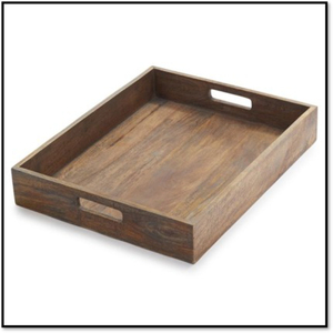 Plateau de rangement rectangulaire en bois, design rustique, durable, accessoire de table de cuisine intérieur - Product Image 1