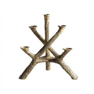 <b>Branch</b> of <b>Tree</b> 3 in 1 Handcrafted Raw Finish Aluminum Pillar Candle Holder Round Shape for Farmhouse Decor Home Wedding Party - Product Image 2