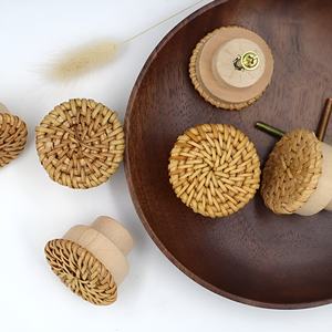 Wood Door Handles for <b>Kitchen</b> Cabinets Rattan Doors Knobs and Handle Pulls Furniture Cabinet <b>Cupboard</b> Drawer Decoration - Product Image 3