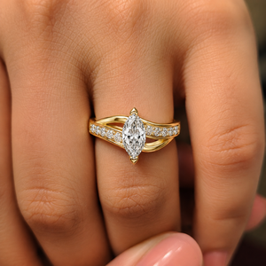 Marquise Cut Lab Grown Diamond Twisted Crossover Pave <b>Ring</b> DEF VVS 14K 18K Yellow Gold Luxury Engagement <b>Rings</b> Factory Wholesale - Product Image 2