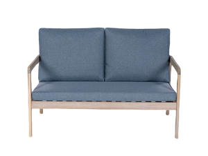 Juego de sofás de madera modernos para exteriores más vendidos, elegantes cojines azules y marco de madera de acacia resistente a la intemperie para patio u hotel - Product Image 2