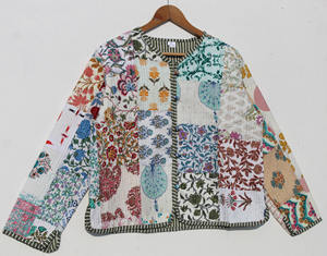 Veste sans manches en coton matelassé indien fait main, style vintage Kantha de Jaipur, vente en gros - Product Image 2