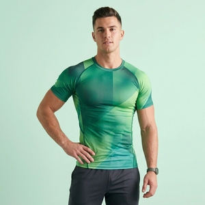 Custom Men Compression Base Layer Half Sleeve Shirt Moisture Wicking Athletic Fitness Gym Training Wear - Product Image 1