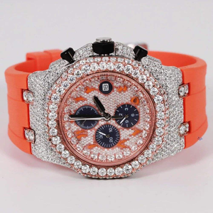 Reloj de Pulsera Cuadrado de Lujo para Hombre, Dos Tonos, con Diamantes Moissanite, Correa de Acero Inoxidable/Plateada, Fecha, Totalmente Mecánico - Product Image 5
