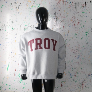 TROY HEATHER GREY <b>Mock</b> <b>Neck</b> Sweatshirt 100% BROWN Applique Embroidery wide <b>neck</b> Sweatshirt Finer Threads - Product Image 3