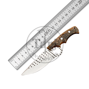 Couteau de chasse utilitaire à lame fixe fait main, acier D2, manche en bois, haute durabilité, garantie 3 ans, étui en cuir - Product Image 3