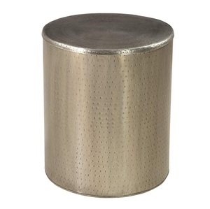 Headway <b>Silver</b> Handmade Hammered Drum Accent <b>Side</b> <b>Table</b> - Product Image 1