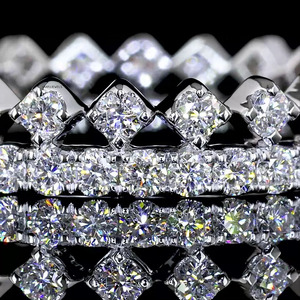 Lab Grown Round Cut Diamond <b>Crown</b> Style Double Row Wedding Band <b>Ring</b> in 10K 14K 18K Gold 925 935 Silver - Product Image 2