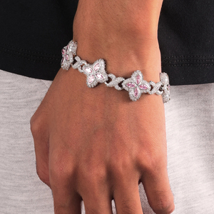 925 Silver Marquise Flower Fancy Gift Color Cross Cuban Link Chain Diamond Party Unisex <b>Bracelet</b> - Product Image 2