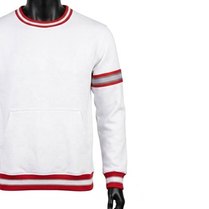 Sweat-shirt blanc à col rond pour femme, avec rayures rouges et grises, coupe classique, tricoté, manches longues, décontracté, automne - Product Image 5