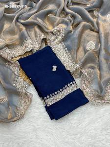 Conjunto de Saree y Blusa de Satén Elegante con Bordado de Hilo Resham, Novedad para Fiestas, Venta al por Mayor, Saree Love - Product Image 4