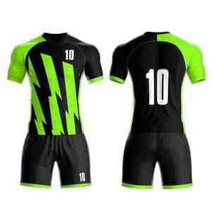 Uniforme de Fútbol de Dos Piezas para Hombre con Gráficos de Rayos en Amarillo y Negro, Jersey y Pantalones Cortos Personalizados con Número - Product Image 6