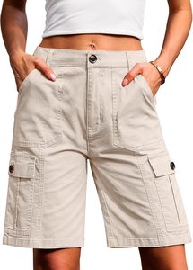 Shorts Cargo Noirs Femme 2026 – Taille Haute, Multiples Poches, Style Décontracté en Toile, Fermeture Boutonnée, Coupe Droite – Vente en Gros - Product Image 2