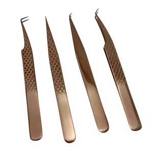 Pince à épiler TEEJAY 10 mm en acier inoxydable finition argentée, 4 mm, à angle de 45 degrés, pour extensions de cils, pointe lisse, prise diamantée, peigne personnalisé - Product Image 6