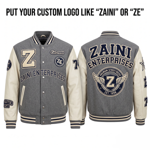ZAINI Premium <b>Men</b> Varsity <b>Jacket</b> 390 GSM Cotton Blend Fleece Windproof Autumn Purple <b>White</b> Contrast Panels Custom Logo Chenille - Product Image 6
