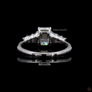 Leb Grown <b>Emerald</b> Cut Diamond Engagement <b>Ring</b> trapezoid Side Stones IGI Certified Classic <b>ring</b>, 10K,14K,18K gold & 925 Sliver - Product Image 5