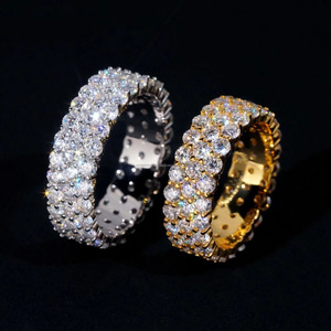 Iced Out Round Cut Moissanite Diamond <b>Statement</b> <b>Ring</b> 925 Sterling <b>Silver</b> Pave Set Anniversary Band Hip Hop Style Gifts for Men's - Product Image 1