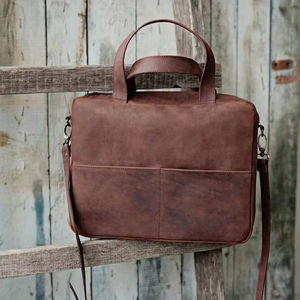 Sac pour ordinateur portable en cuir véritable durable pour hommes, idéal pour le bureau, l'usage quotidien, écologique, léger, convertible en sac à bandoulière - Product Image 1