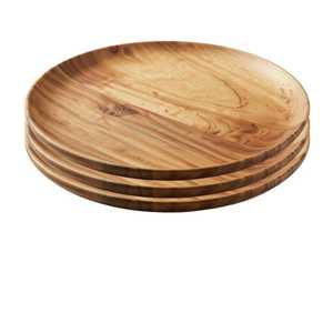 Planche de service ronde en bois d'acacia naturel, plateau de service alimentaire en bois, planche à charcuterie, plateau à fromage, assiette de dîner, cuisine - Product Image 1