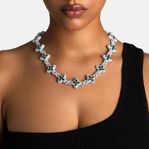 Flower Shape 925 Silver Rhodium Plated Freshwater Pearl Tennis Chain <b>Statement</b> <b>Necklace</b> Women's Luxury Party - Product Image 2
