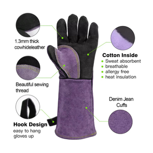 Guantes de Trabajo de Cuero Vacuno Reforzado, Resistentes al Fuego y al Calor, para Soldadura, Servicio OEM - Product Image 3