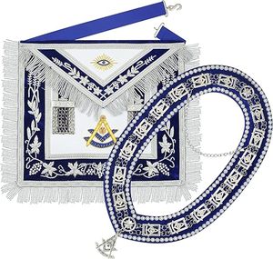 Tablier de maître de la couture, brodé main avec fils de bullion et franges argentées, en velours et similicuir - Product Image 6