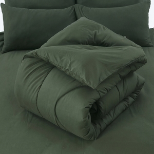 Juego de Edredón Olive Reversible con Patrón Azul y Blanco, Cosido, 100% Algodón T-150, Transpirable para Todas las Estaciones, Uso Doméstico - Product Image 3