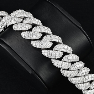 18mm Raised Pointer Cuban Link <b>Chain</b> <b>Iced</b> <b>Out</b> VVS Moissanite 925 Silver Plated Luxury Hip Hop Men's Necklace Gift for Party - Product Image 2